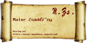 Maler Zsadány névjegykártya